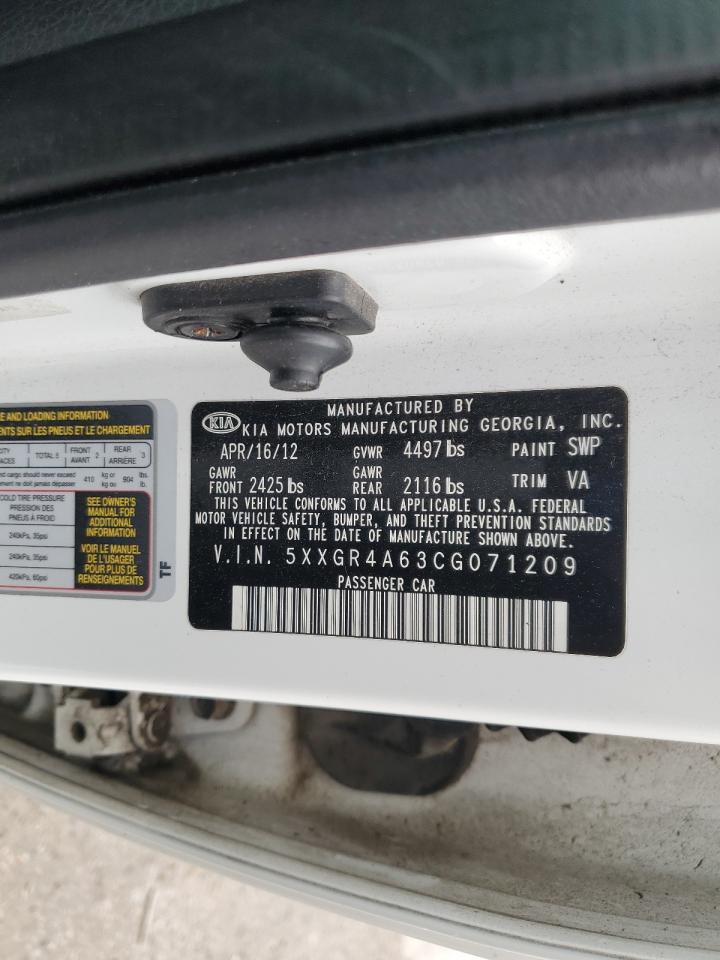2012 Kia Optima Sx VIN: 5XXGR4A63CG071209 Lot: 67101825