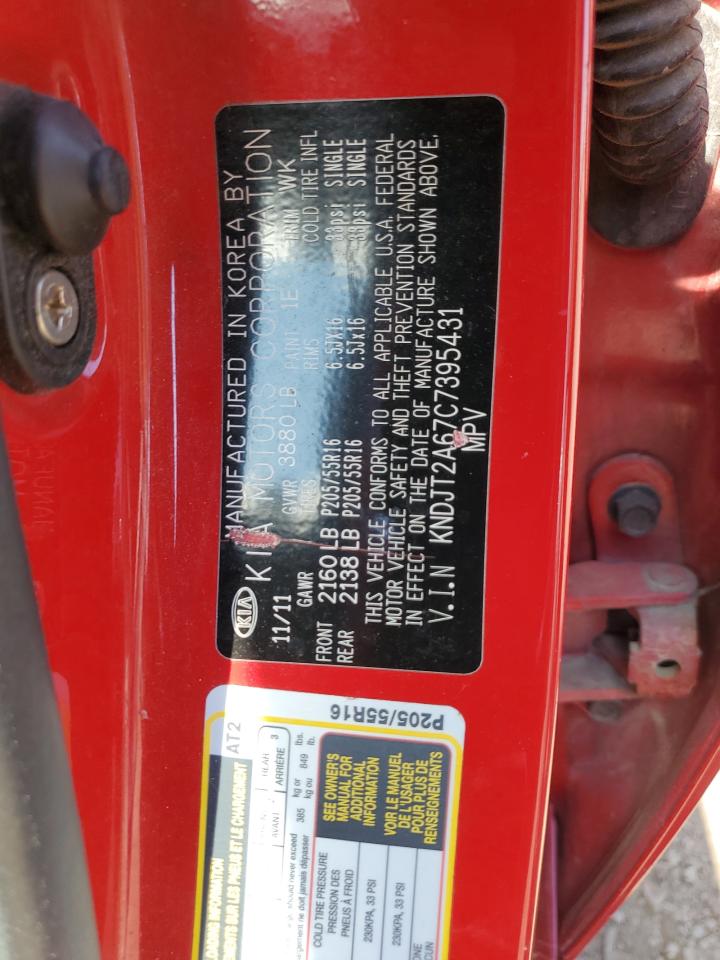 2012 Kia Soul + VIN: KNDJT2A67C7395431 Lot: 67744235