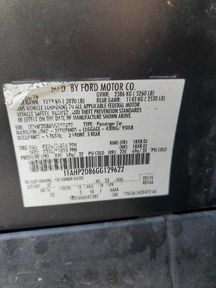 2016 Ford Taurus Se VIN: 1FAHP2D86GG129622 Lot: 68586835