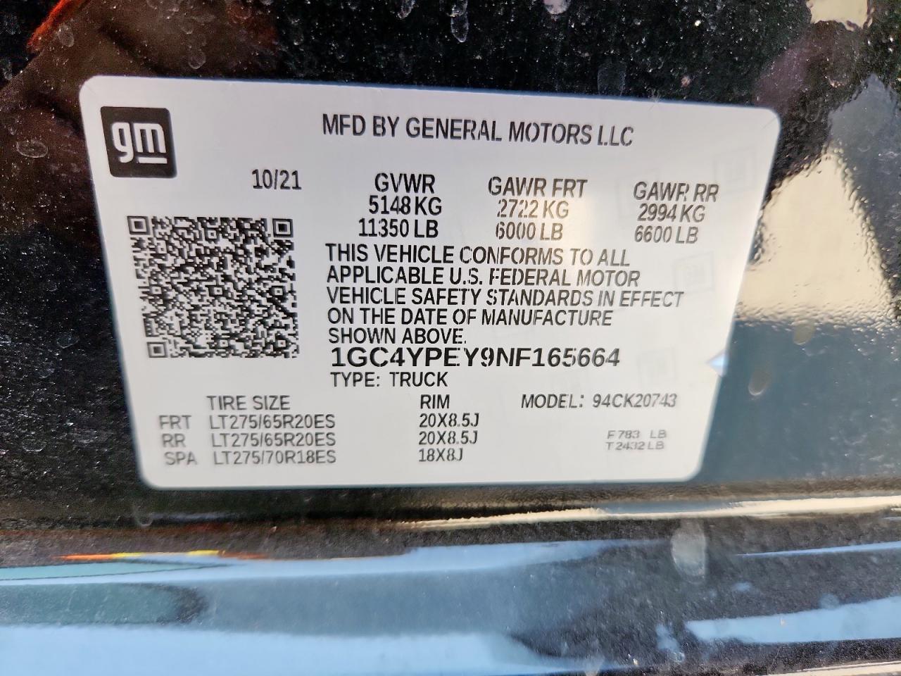 2022 Chevrolet Silverado K2500 Heavy Duty Ltz VIN: 1GC4YPEY9NF165664 Lot: 67579465