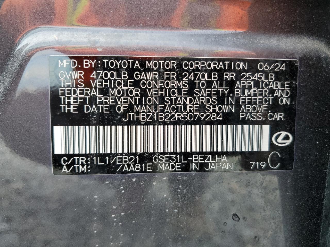 2024 Lexus Is 350 F Sport Design VIN: JTHBZ1B22R5079284 Lot: 70114085