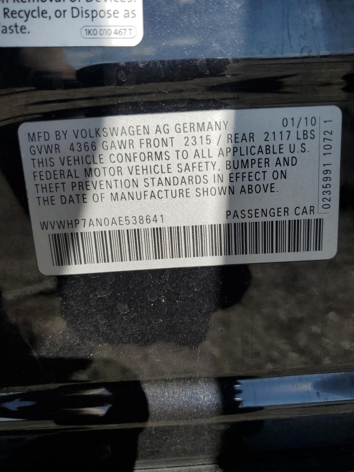 2010 Volkswagen Cc Luxury VIN: WVWHP7AN0AE538641 Lot: 70496405