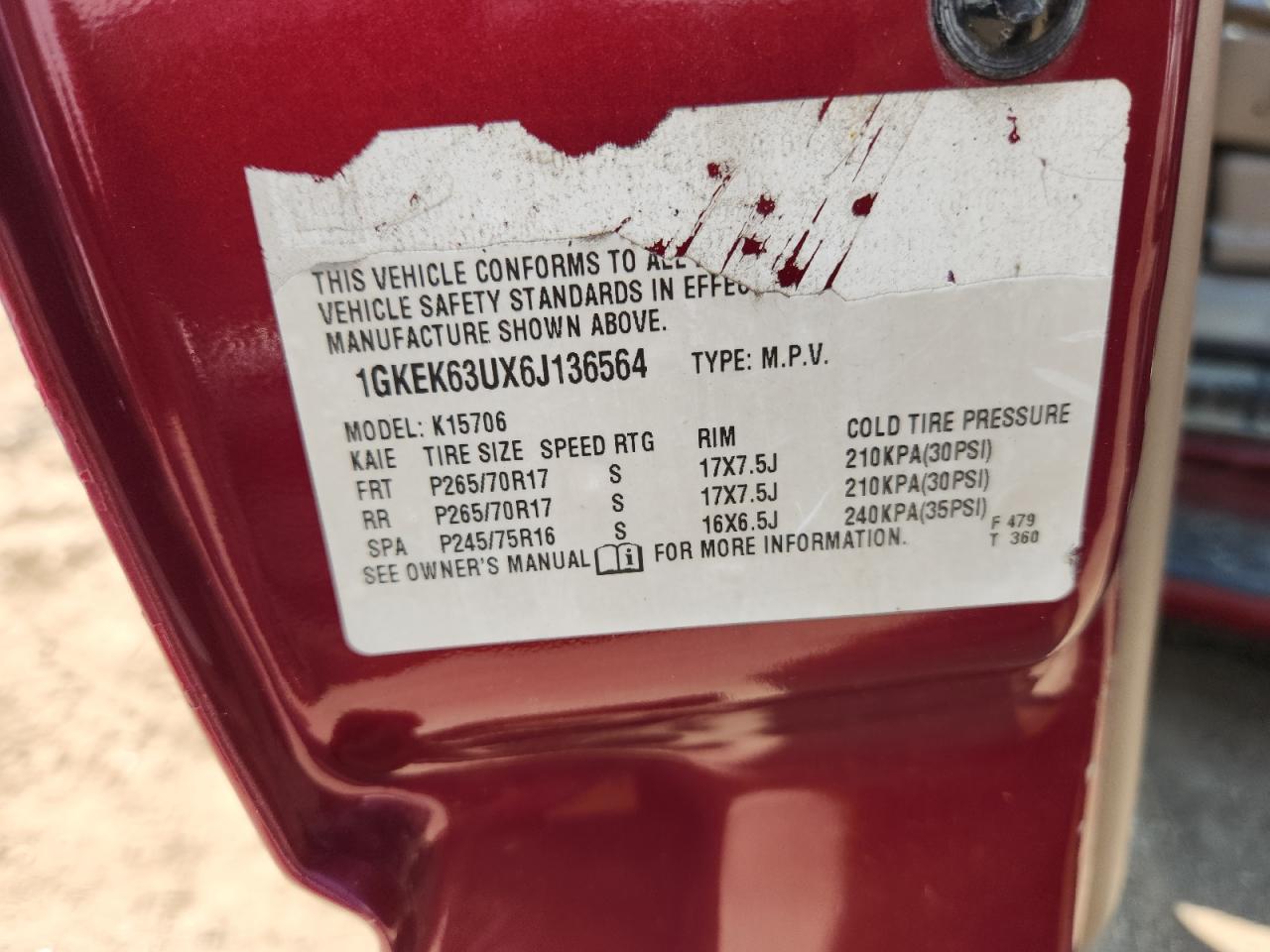 2006 GMC Yukon Denali VIN: 1GKEK63UX6J136564 Lot: 67685765