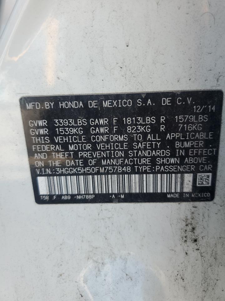 2015 Honda Fit Lx VIN: 3HGGK5H50FM757848 Lot: 68110895