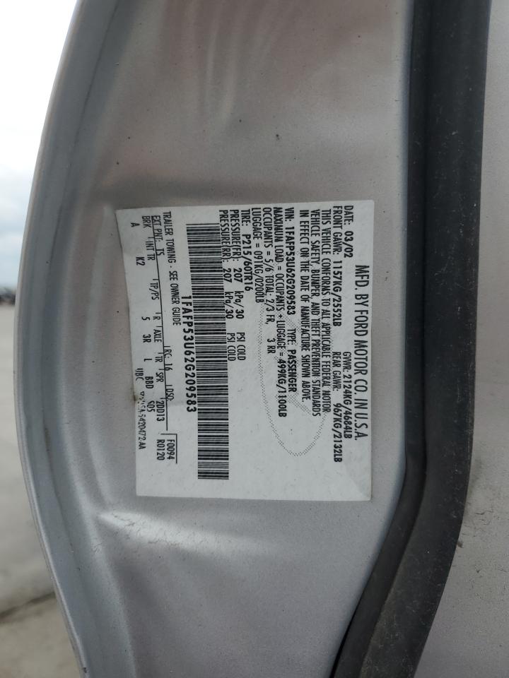 2002 Ford Taurus Se VIN: 1FAFP53U62G209583 Lot: 70386615