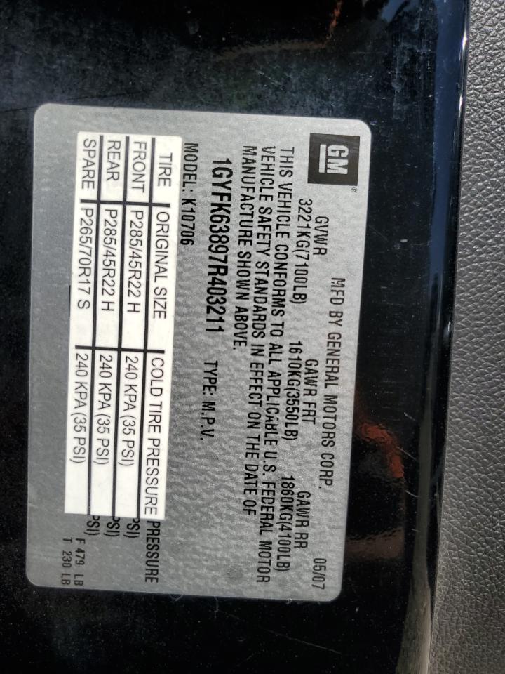 2007 Cadillac Escalade Luxury VIN: 1GYFK63897R403211 Lot: 68713285