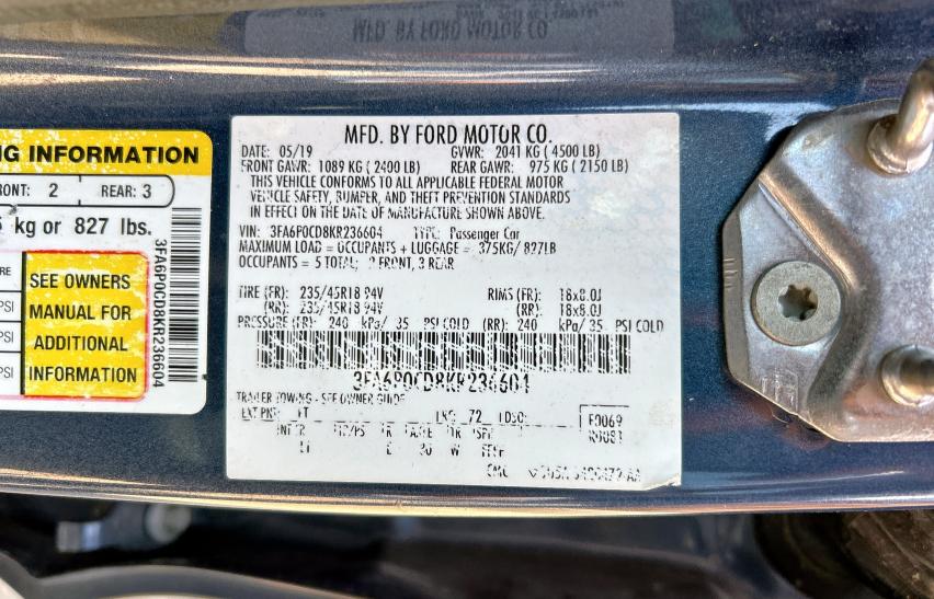 2019 FORD FUSION SEL  