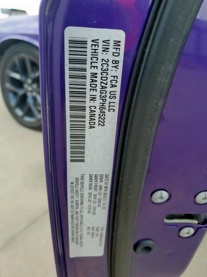 2023 Dodge Challenger Sxt VIN: 2C3CDZAG3PH645222 Lot: 69541955