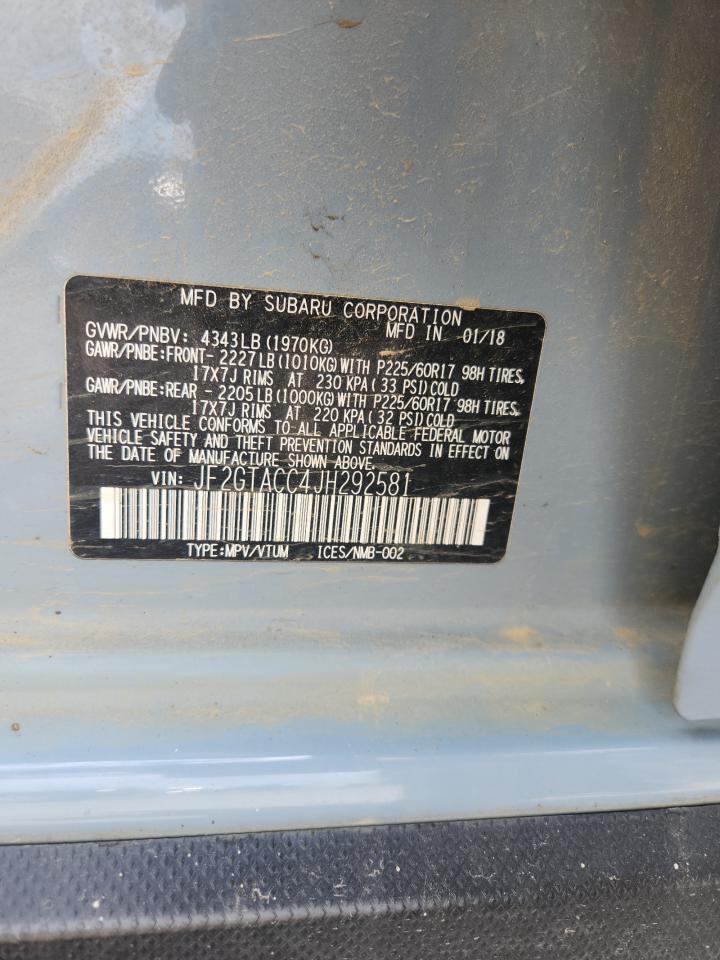 2018 Subaru Crosstrek Premium VIN: JF2GTACC4JH292581 Lot: 70343565