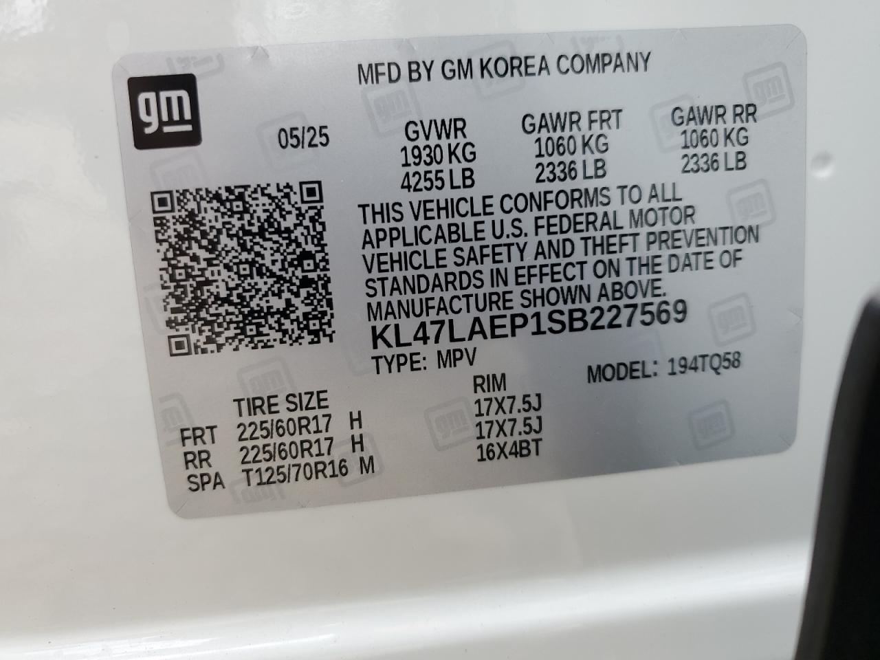 2025 Buick Envista Preferred VIN: KL47LAEP1SB227569 Lot: 69947255