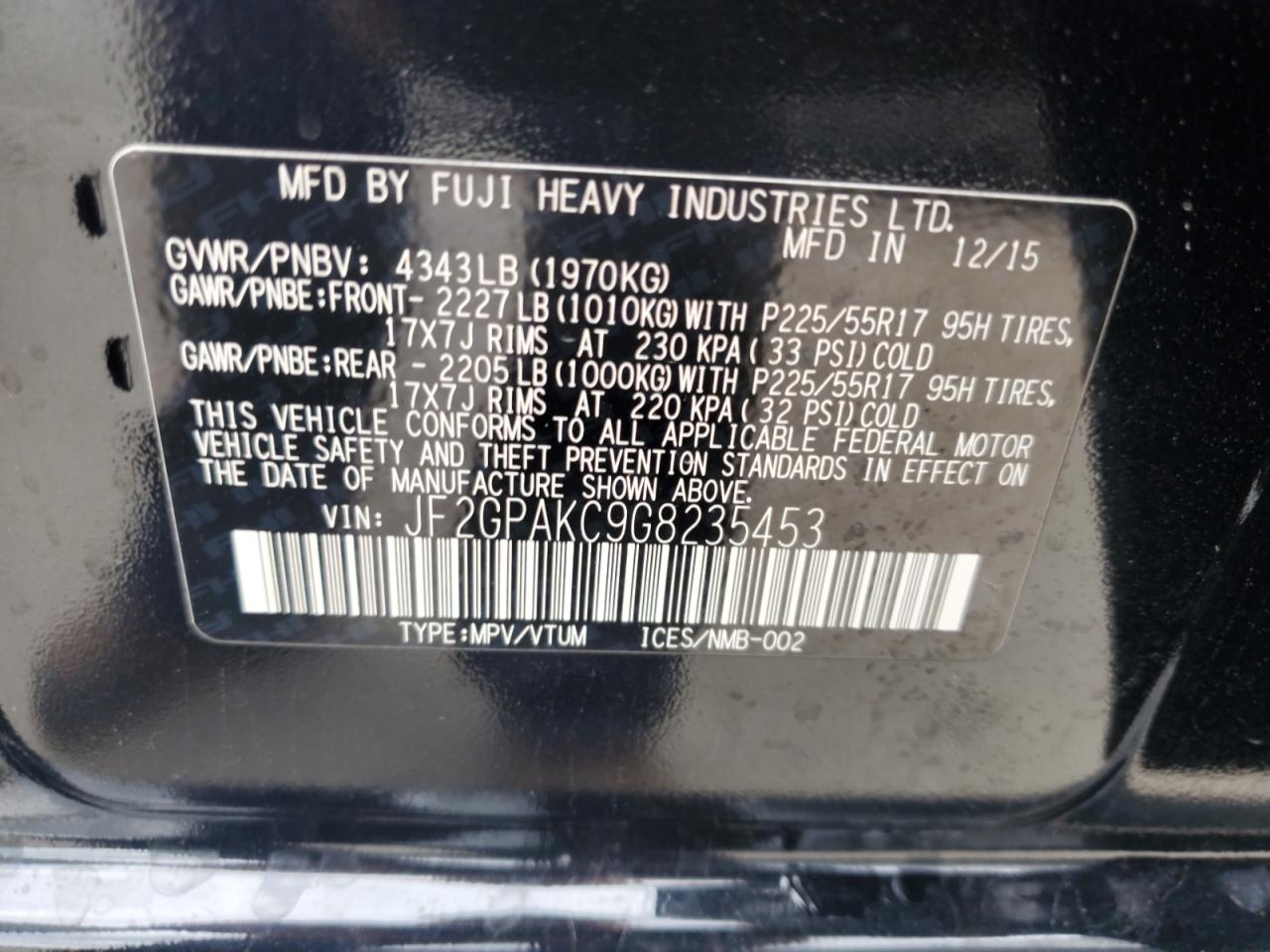 2016 Subaru Crosstrek Limited VIN: JF2GPAKC9G8235453 Lot: 69360335