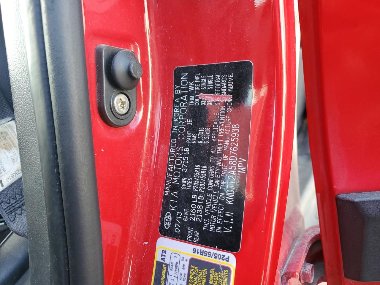 2013 Kia Soul VIN: KNDJT2A58D7625938 Lot: 69964695