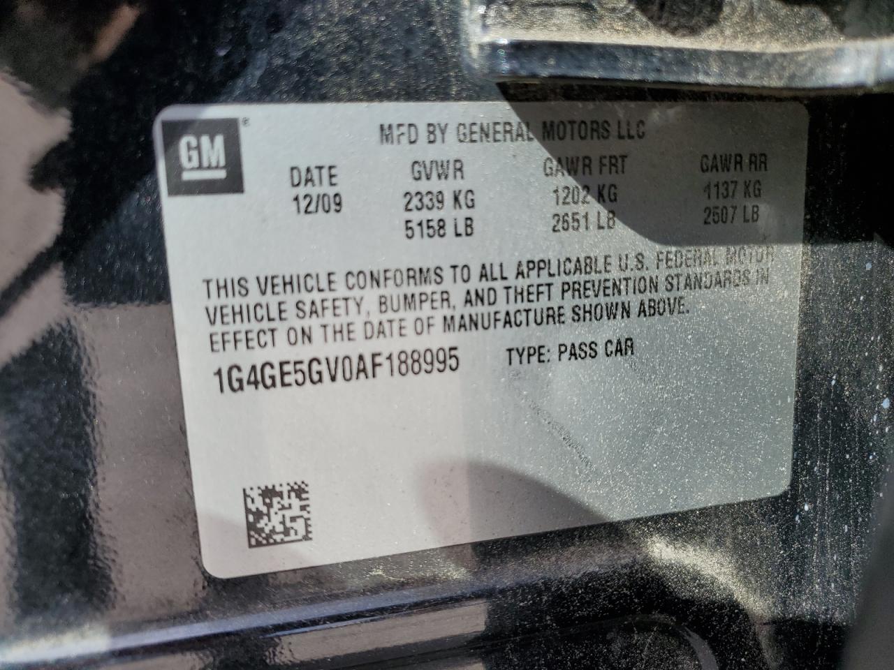 2010 Buick Lacrosse Cxs VIN: 1G4GE5GV0AF188995 Lot: 70295835