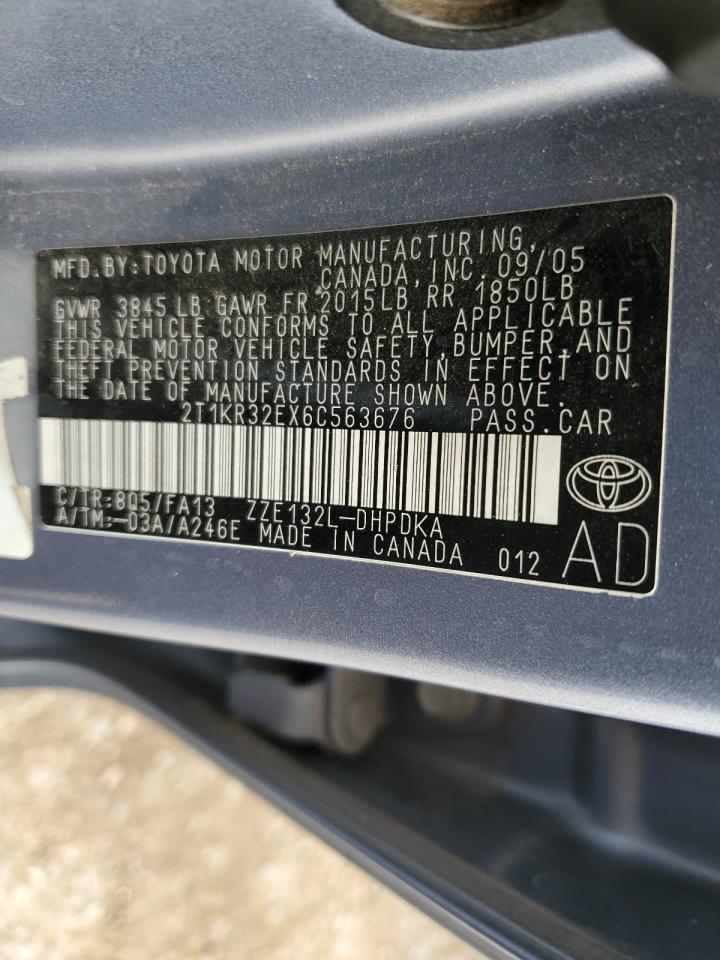 2006 Toyota Corolla Matrix Xr VIN: 2T1KR32EX6C563676 Lot: 67757575
