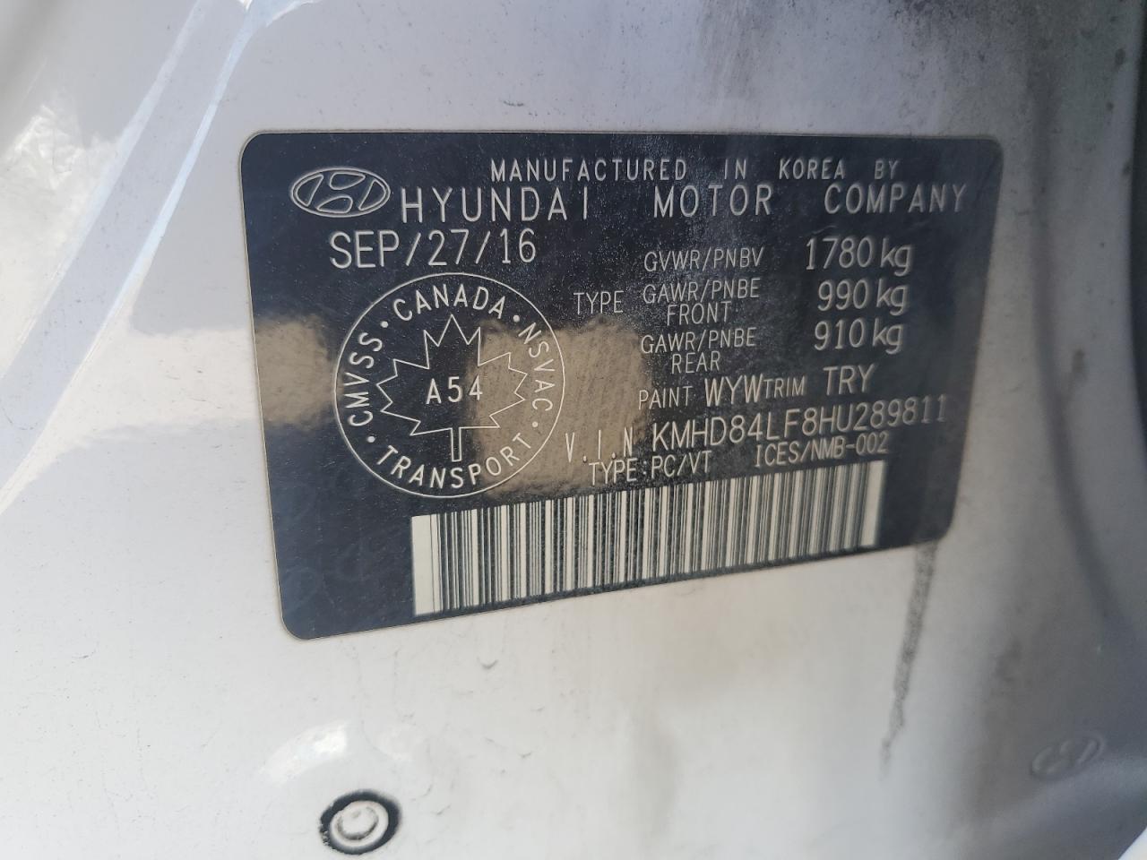 2017 Hyundai Elantra Se VIN: KMHD84LF8HU289811 Lot: 70358695