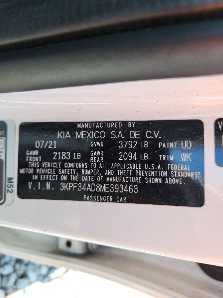 2021 Kia Forte Gt Line VIN: 3KPF34AD8ME393463 Lot: 70951445