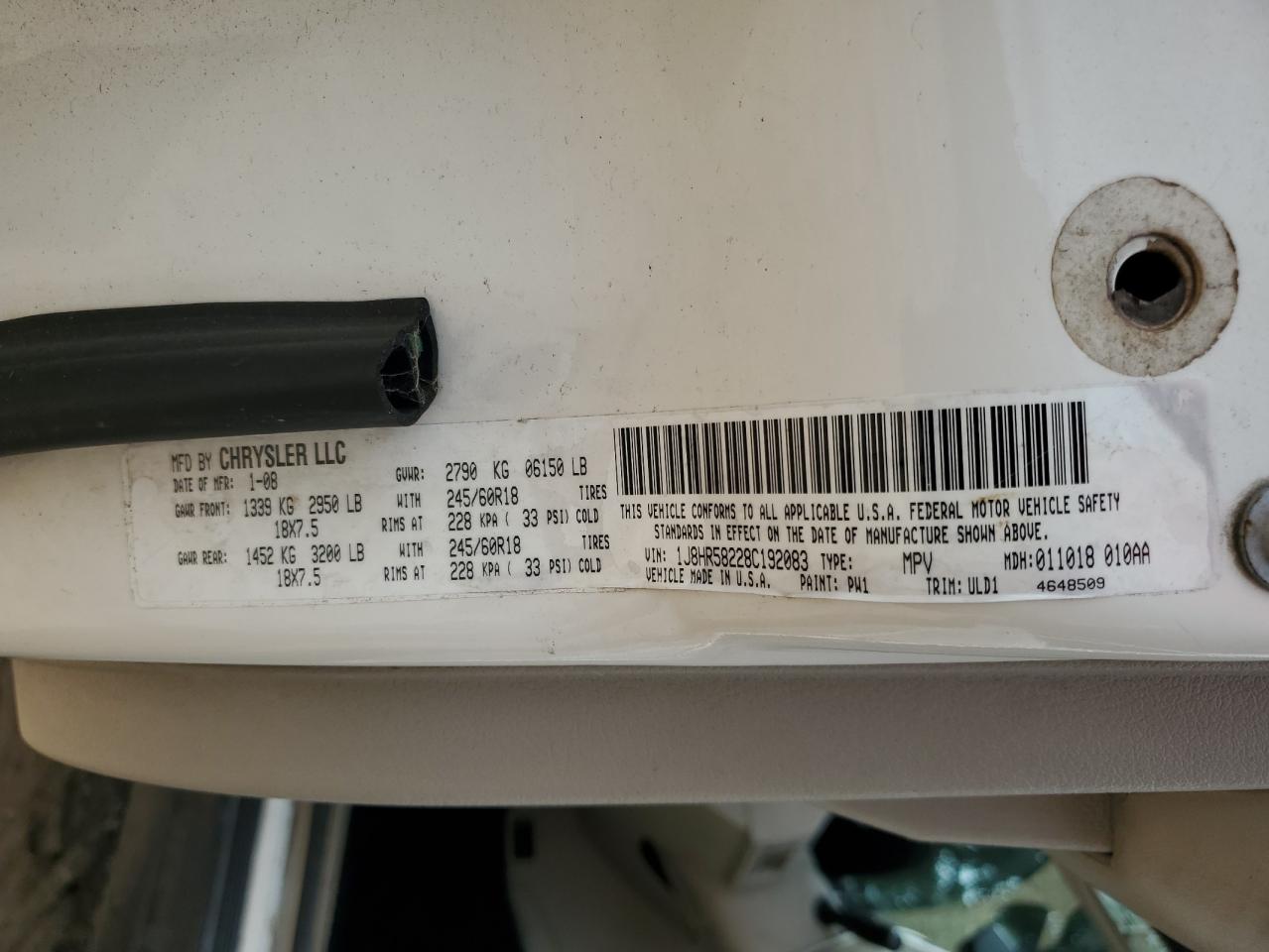 1J8HR58228C192083 2008 Jeep Grand Cherokee Limited