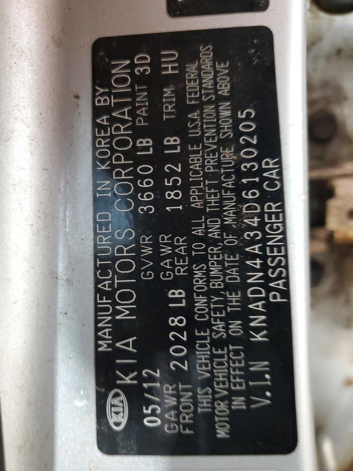 2013 Kia Rio Ex VIN: KNADN4A34D6130205 Lot: 69372555