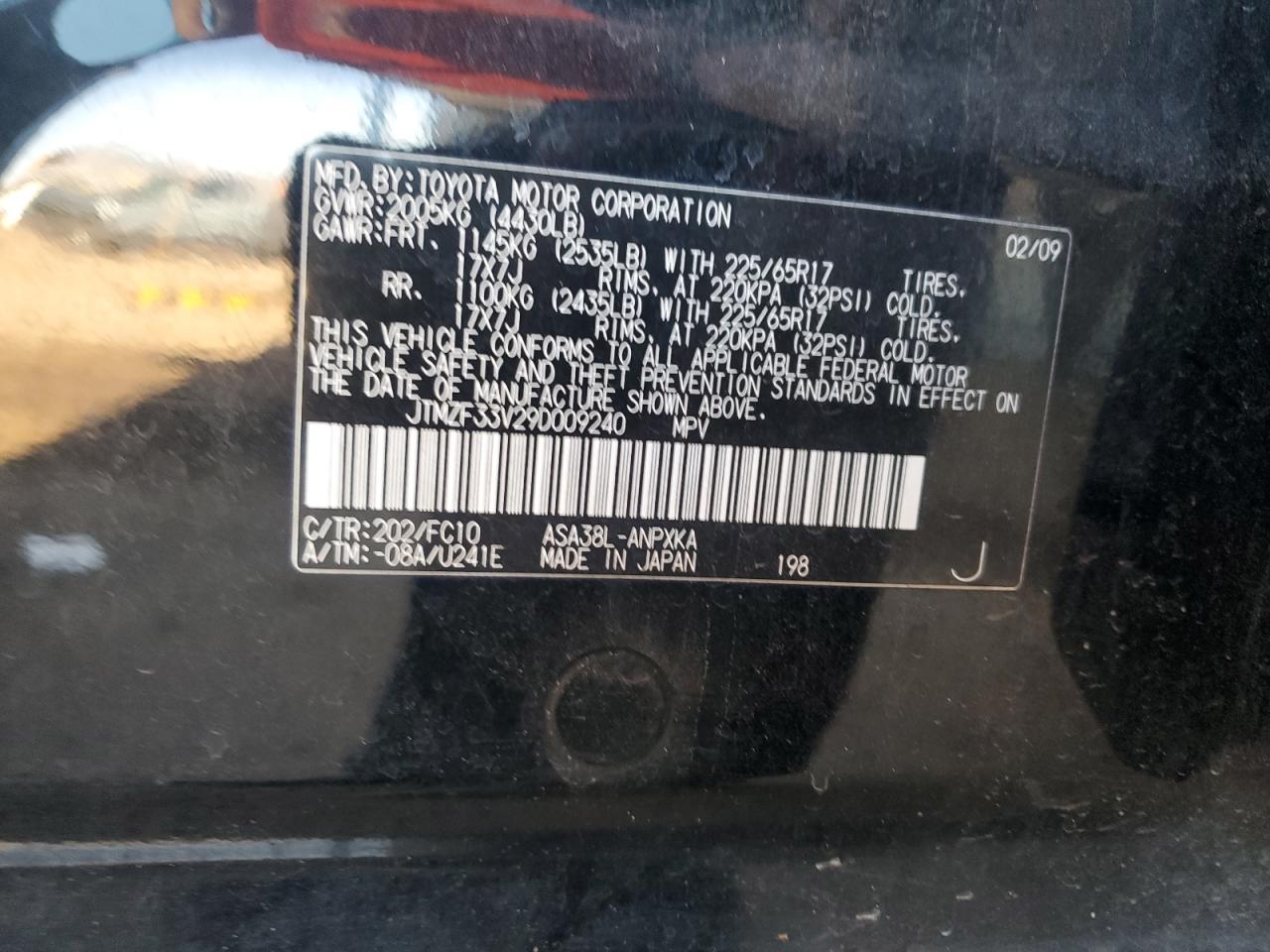 2009 Toyota Rav4 VIN: JTMZF33V29D009240 Lot: 67870755