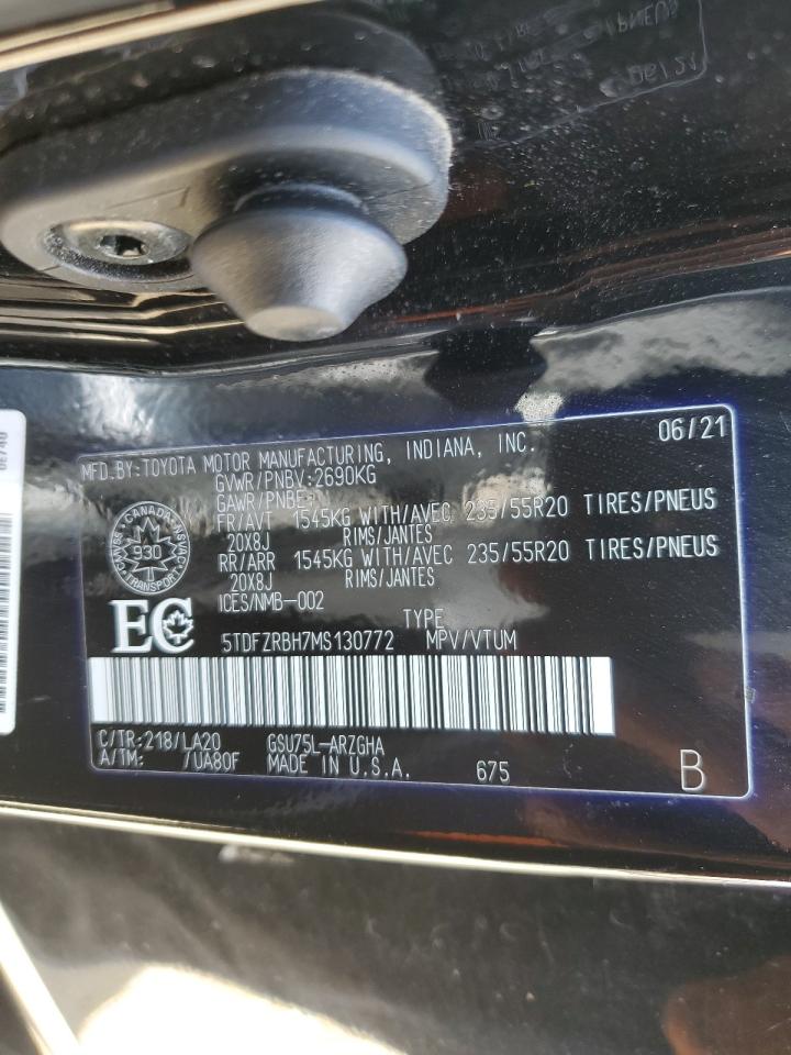 2021 Toyota Highlander Platinum VIN: 5TDFZRBH7MS130772 Lot: 65228925