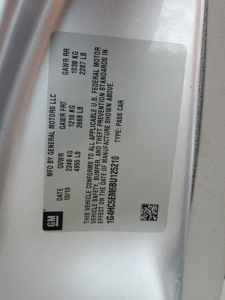 1G4HC5EM6BU125210 BUICK LUCERNE 2011 SILVER Photo 12