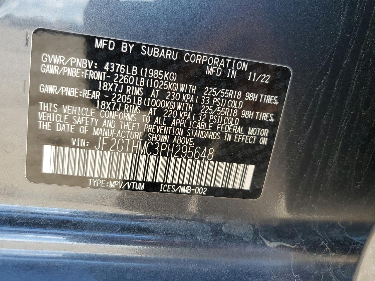 2023 Subaru Crosstrek Limited VIN: JF2GTHMC3PH295648 Lot: 69966705