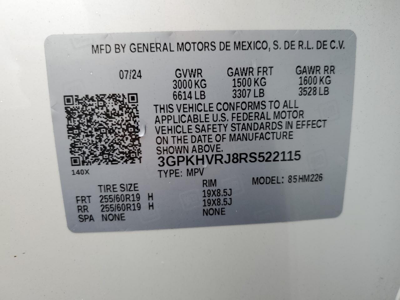 2024 Honda Prologue Ex VIN: 3GPKHVRJ8RS522115 Lot: 69506445