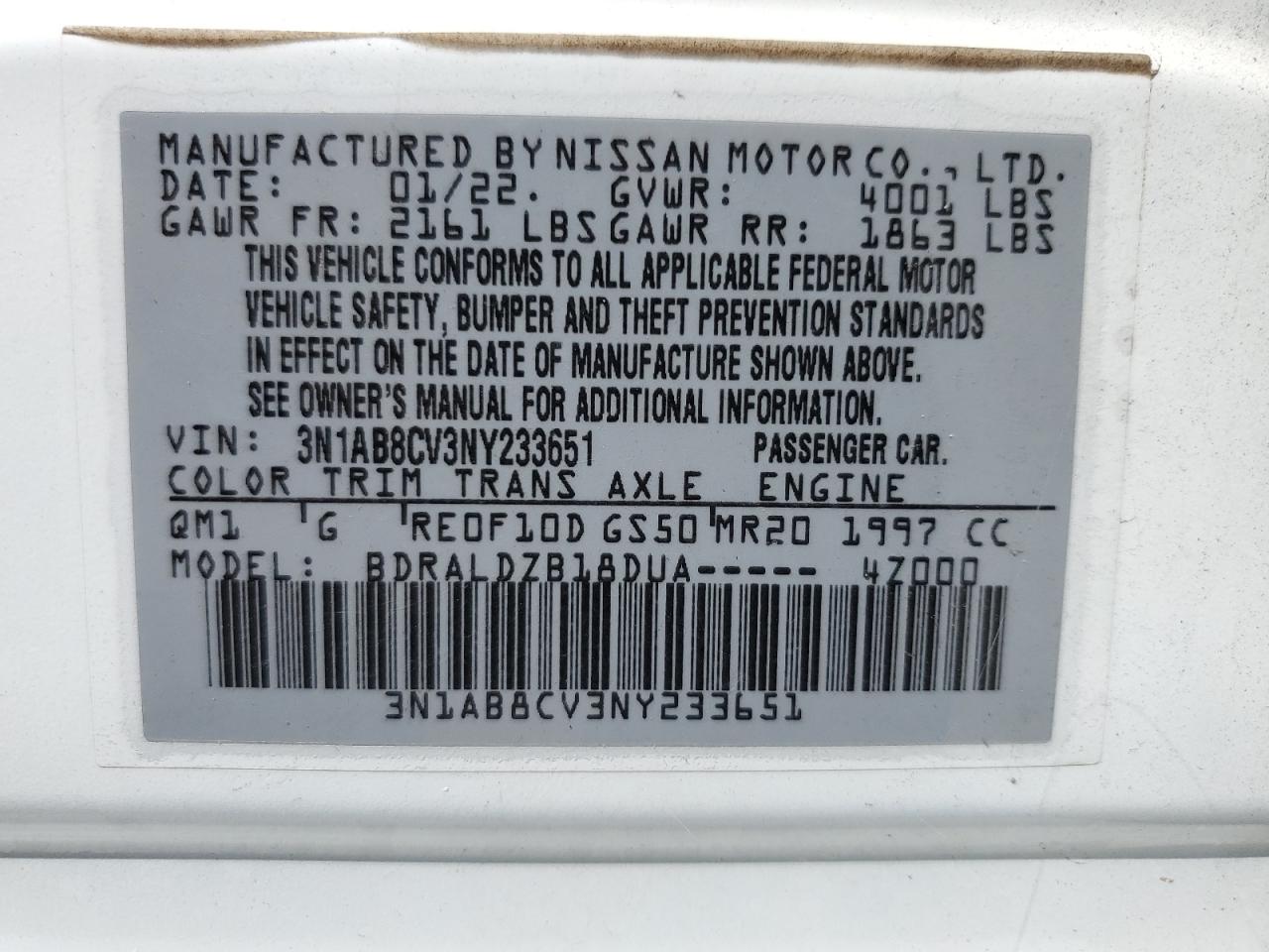 2022 Nissan Sentra Sv VIN: 3N1AB8CV3NY233651 Lot: 70575275