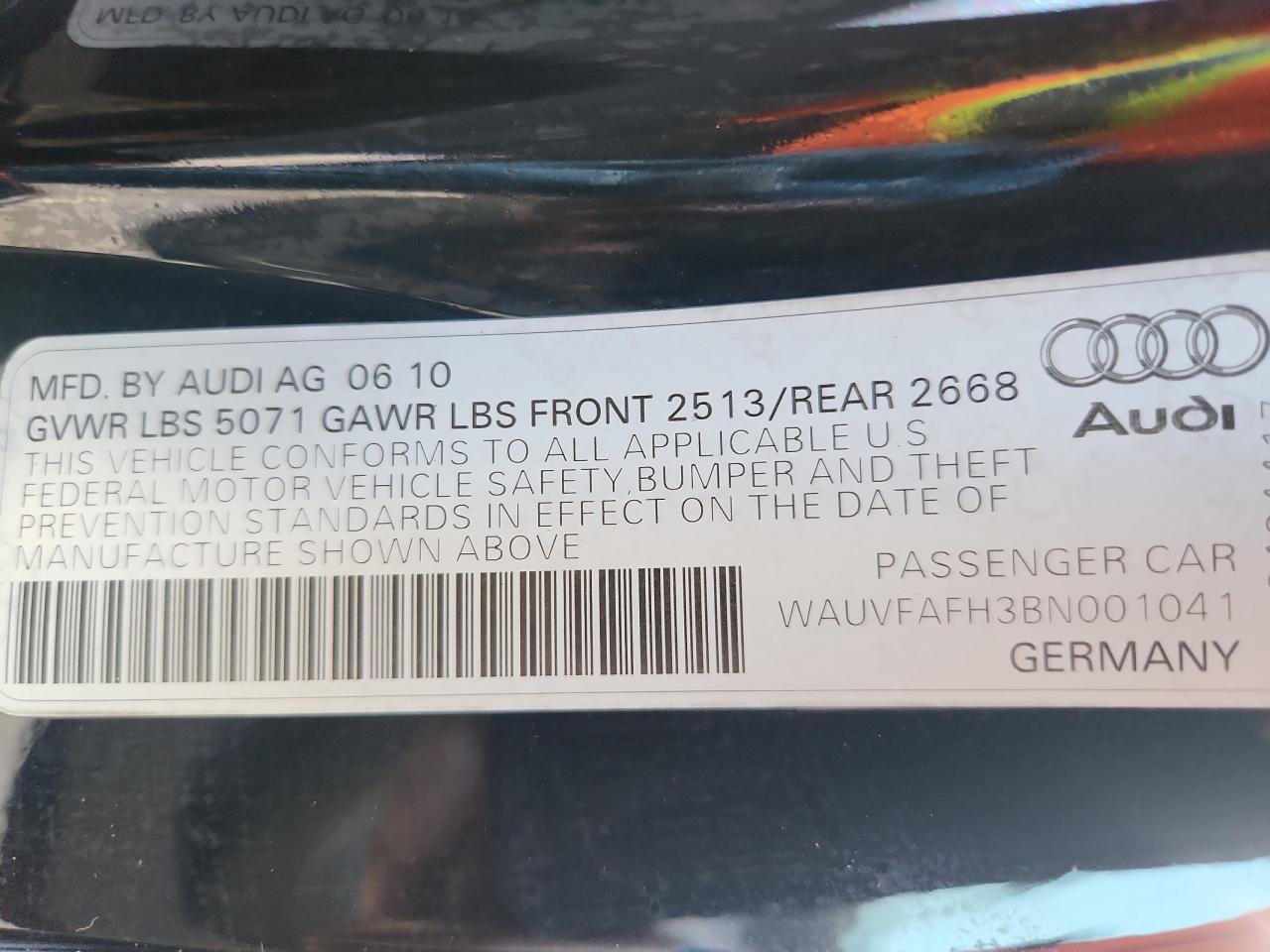 2011 Audi A5 Prestige VIN: WAUVFAFH3BN001041 Lot: 84223315