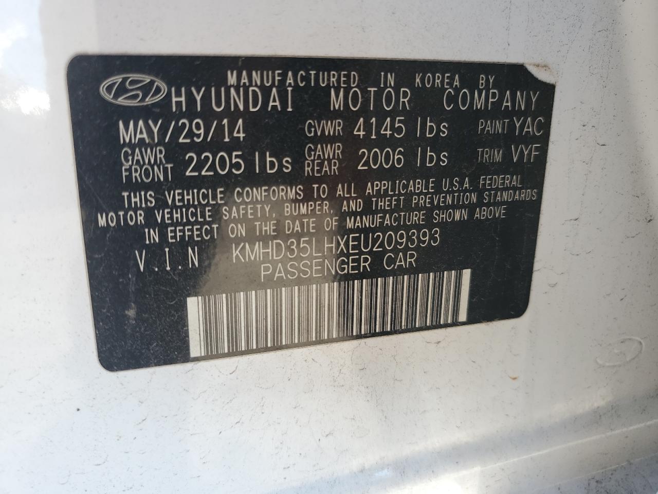 2014 Hyundai Elantra Gt VIN: KMHD35LHXEU209393 Lot: 68620625