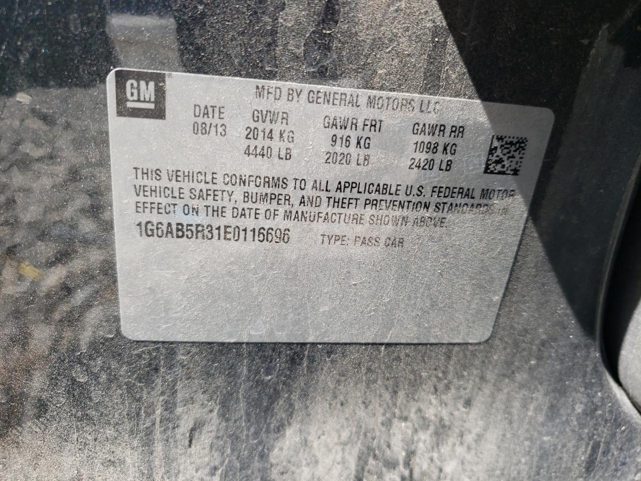 2014 Cadillac Ats Luxury VIN: 1G6AB5R31E0116696 Lot: 68302675