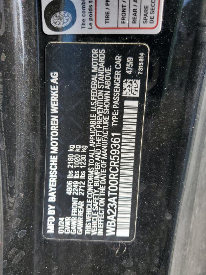 2024 BMW 430I VIN: WBA23AT00RCR59361 Lot: 67551325