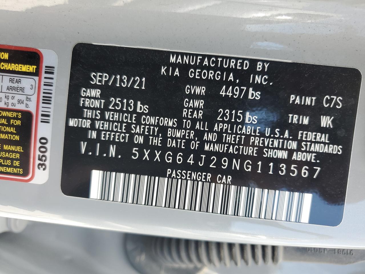2022 Kia K5 Gt Line VIN: 5XXG64J29NG113567 Lot: 70172985