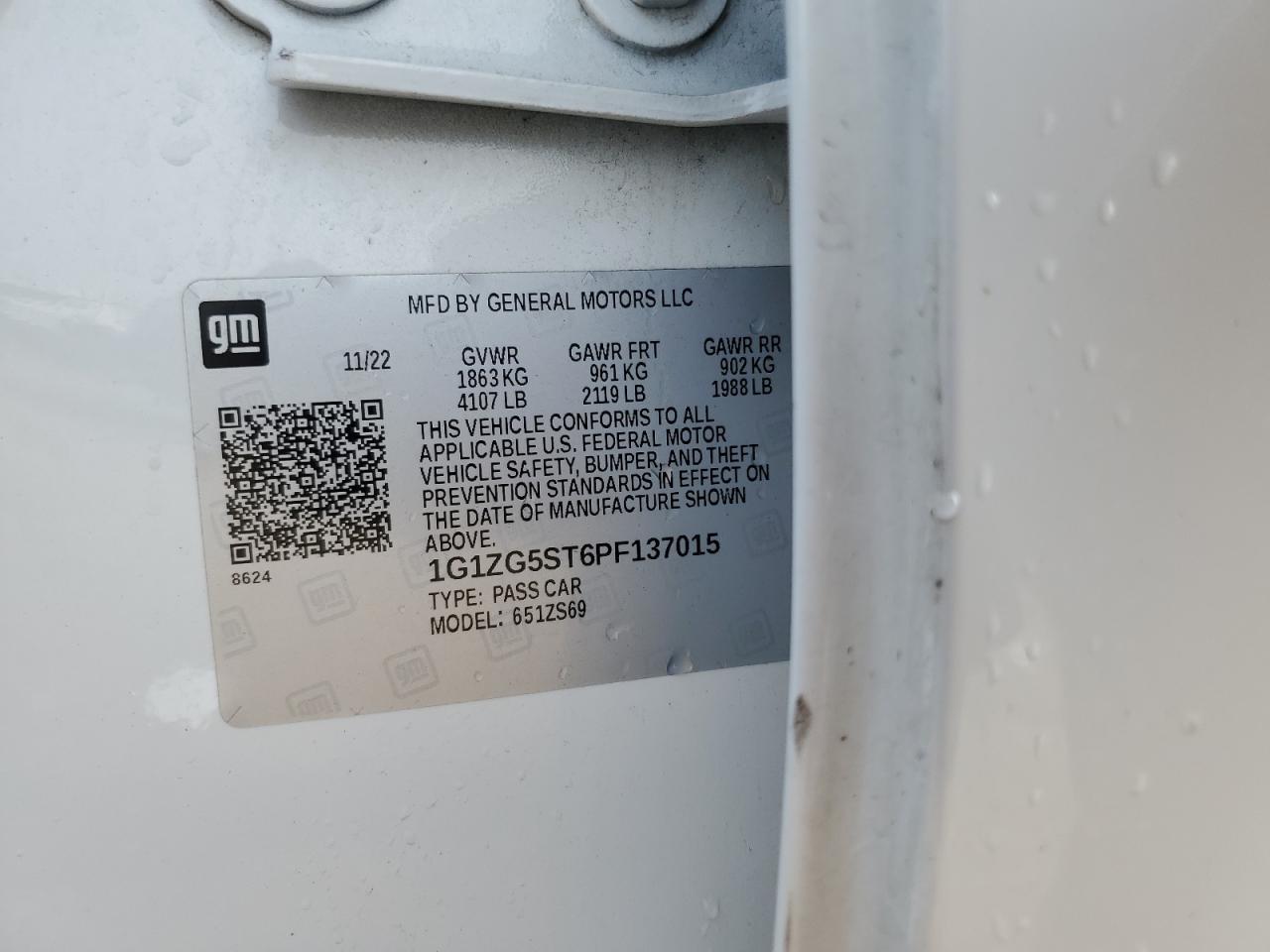 2023 Chevrolet Malibu Rs VIN: 1G1ZG5ST6PF137015 Lot: 66979645