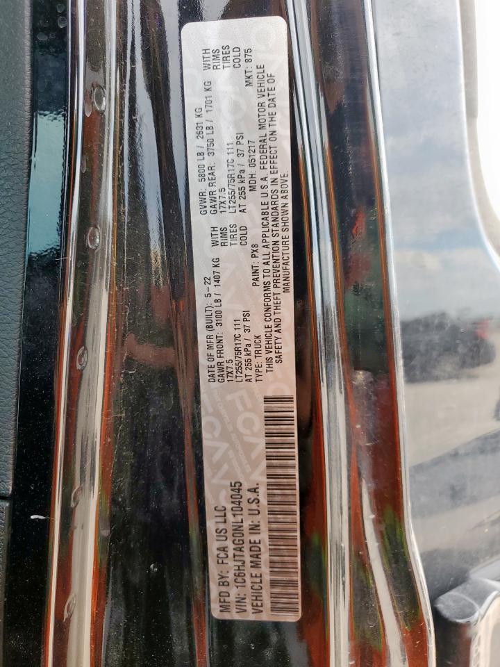 2022 Jeep Gladiator Sport VIN: 1C6HJTAG0NL104045 Lot: 67651985