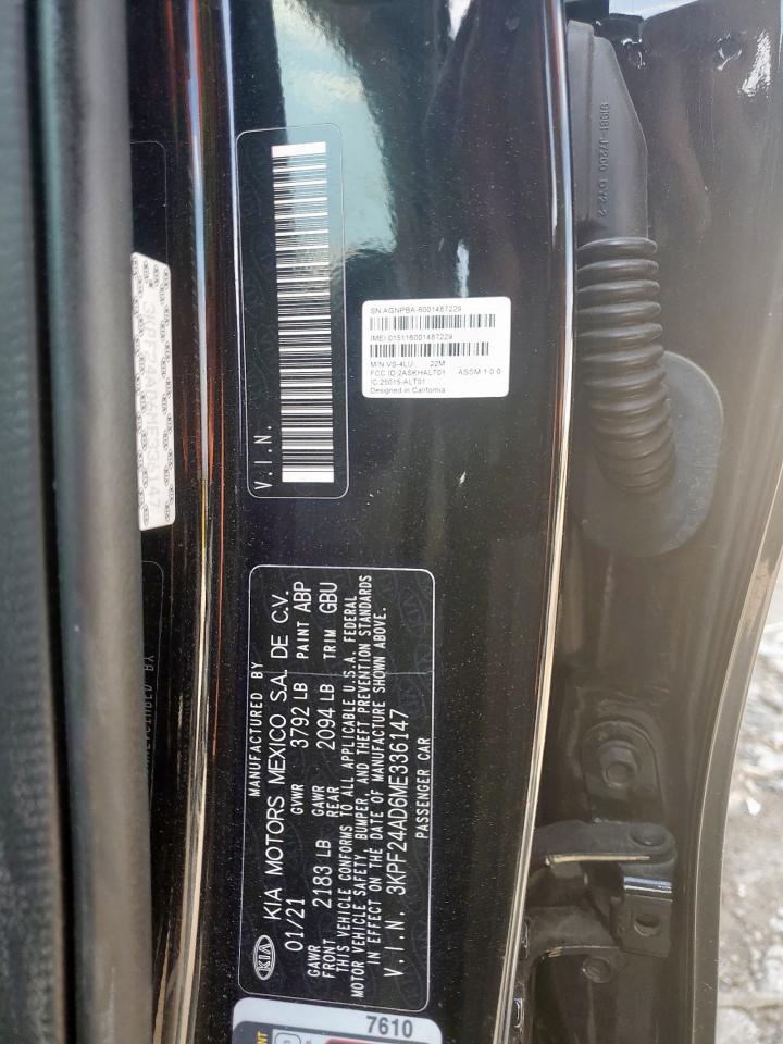 2021 Kia Forte Fe VIN: 3KPF24AD6ME336147 Lot: 70119595