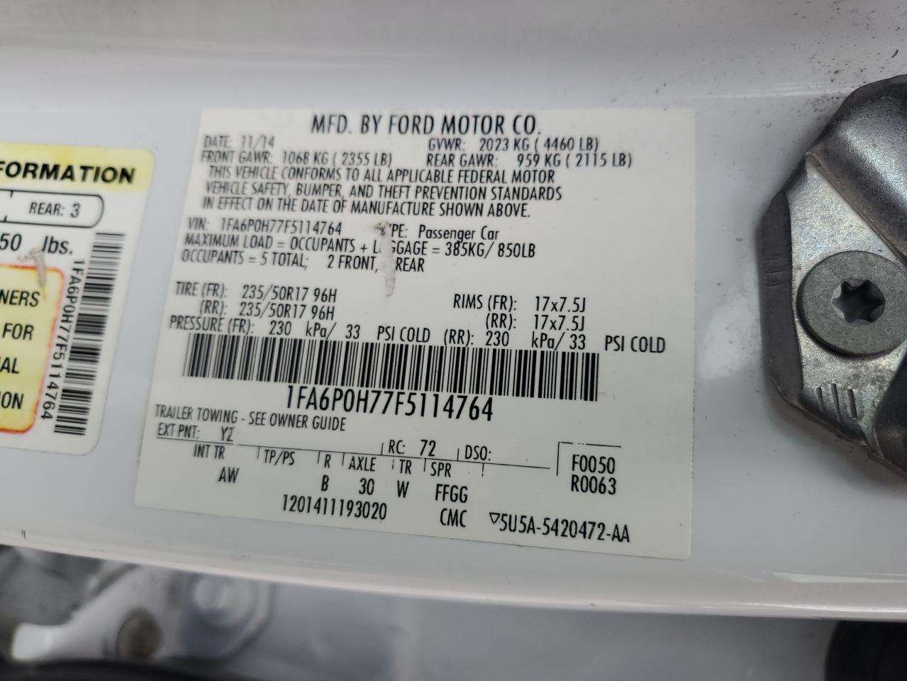 2015 Ford Fusion Se VIN: 1FA6P0H77F5114764 Lot: 69677895