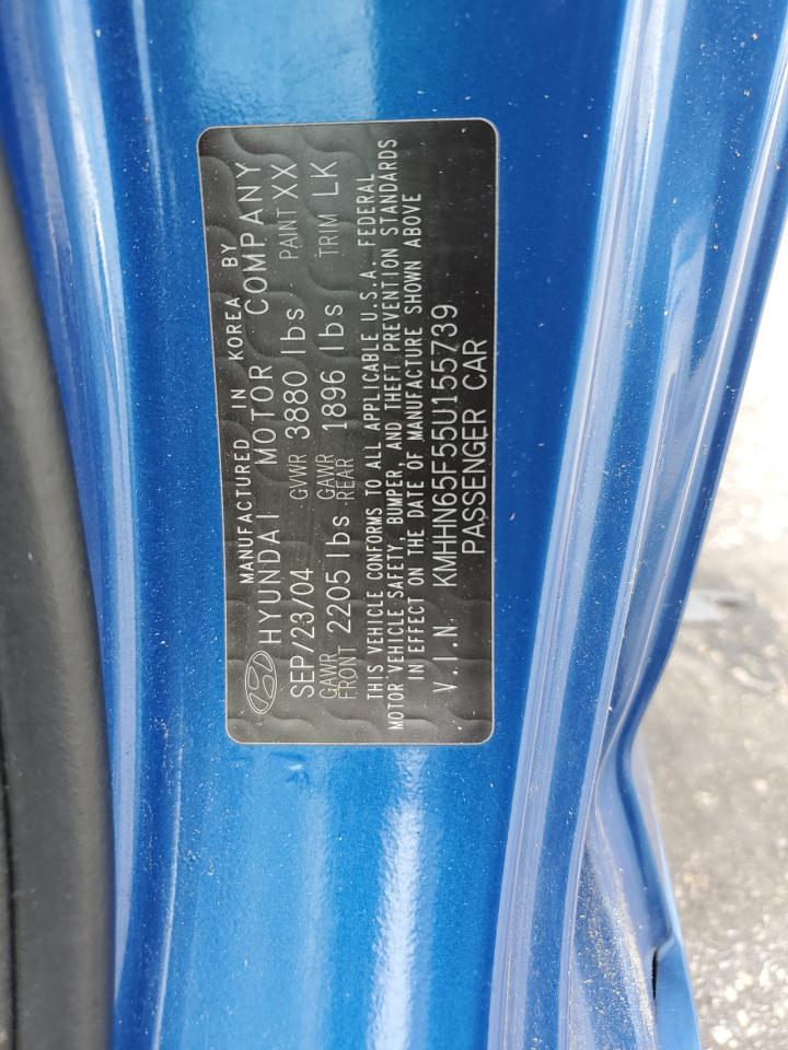 2005 Hyundai Tiburon Gt VIN: KMHHN65F55U155739 Lot: 68549775