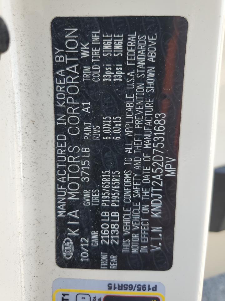 2013 Kia Soul VIN: KNDJT2A52D7531683 Lot: 69886425