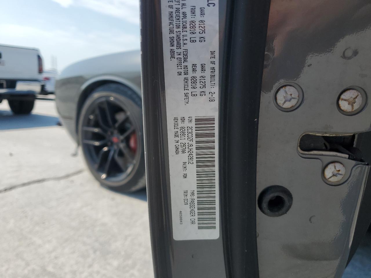 2018 Dodge Challenger R/T 392 VIN: 2C3CDZFJ9JH242812 Lot: 68017435