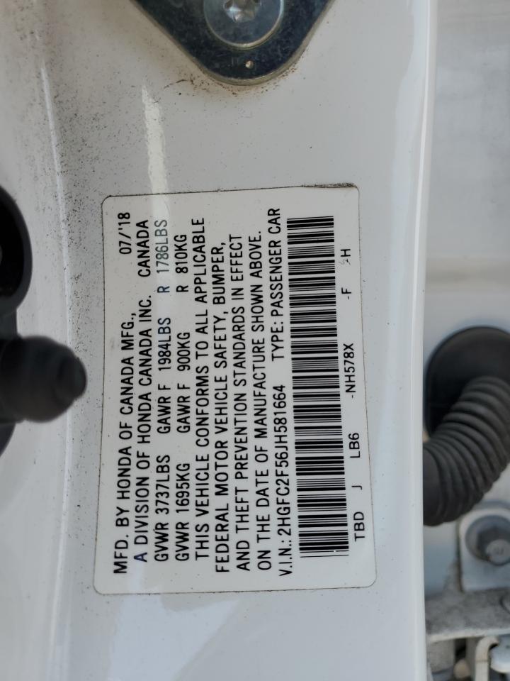 2018 Honda Civic Lx VIN: 2HGFC2F56JH581664 Lot: 68793605