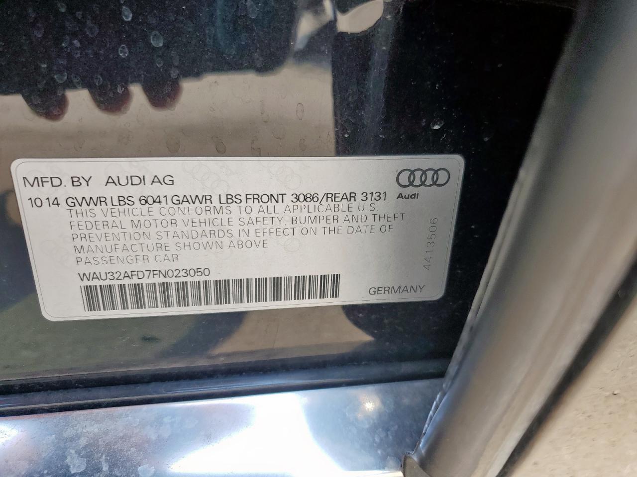 2015 Audi A8 L Quattro VIN: WAU32AFD7FN023050 Lot: 69812845