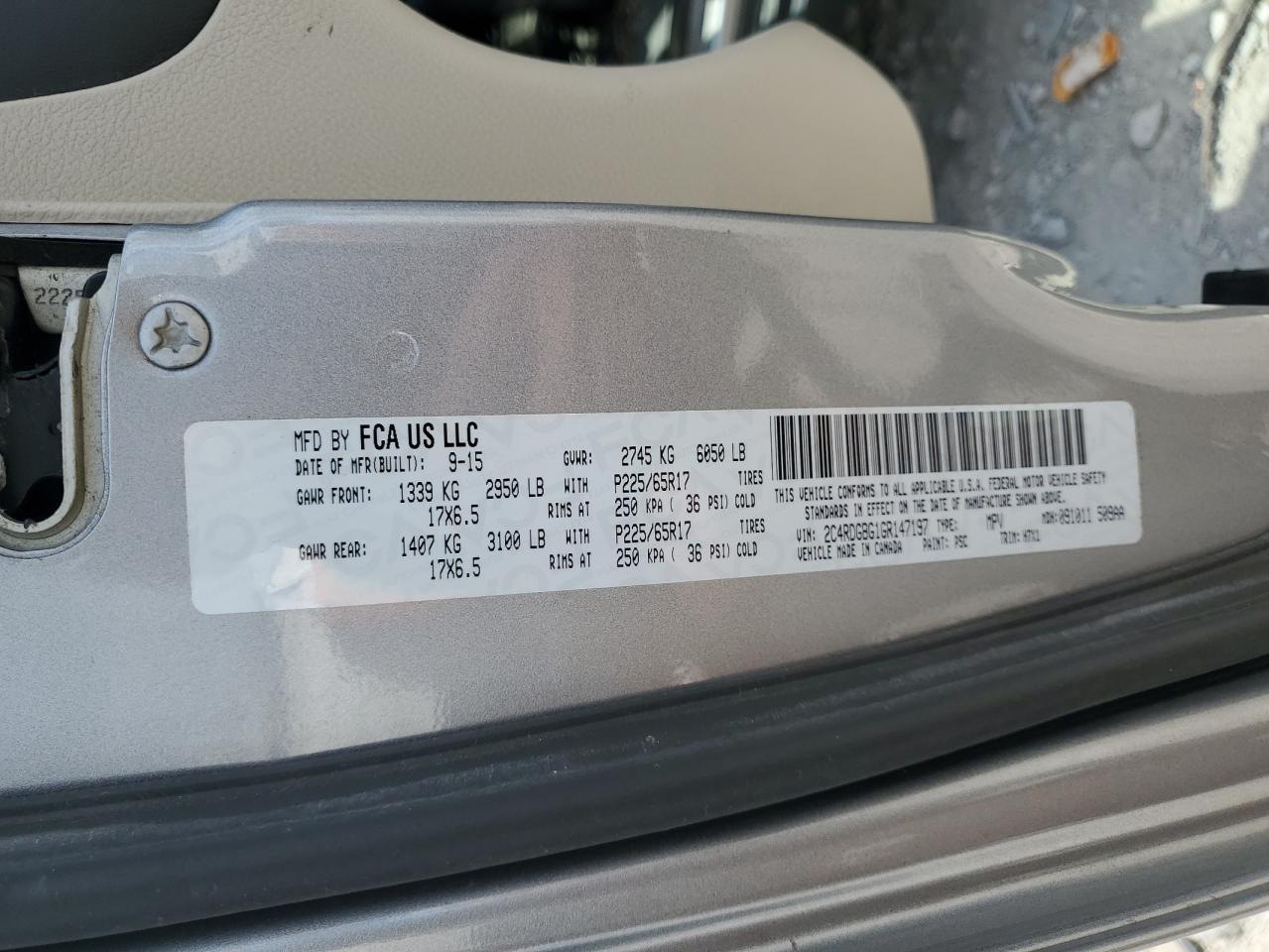 2016 Dodge Grand Caravan Se VIN: 2C4RDGBG1GR147197 Lot: 67836285