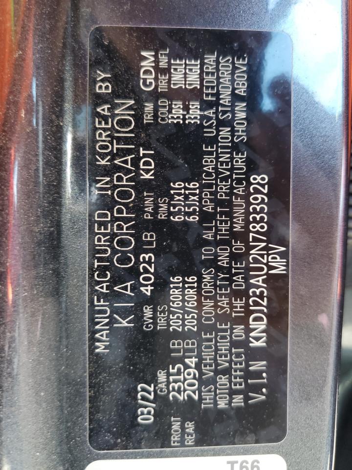 2022 Kia Soul Lx VIN: KNDJ23AU2N7833928 Lot: 70148655