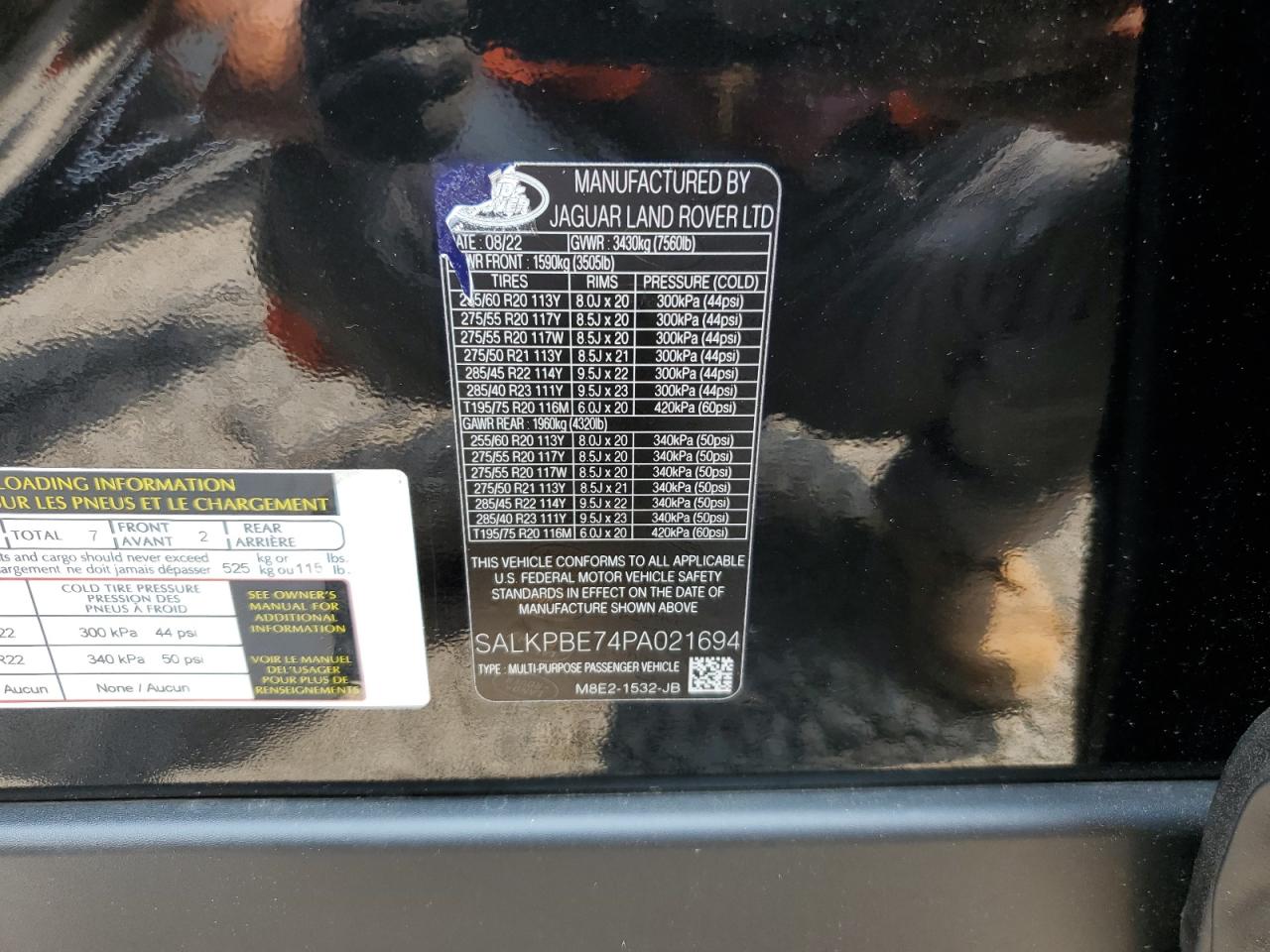 SALKPBE74PA021694 2023 Land Rover Range Rover Se