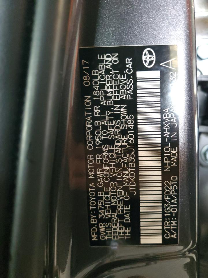 2018 Toyota Prius C VIN: JTDKDTB35J1601485 Lot: 69399225