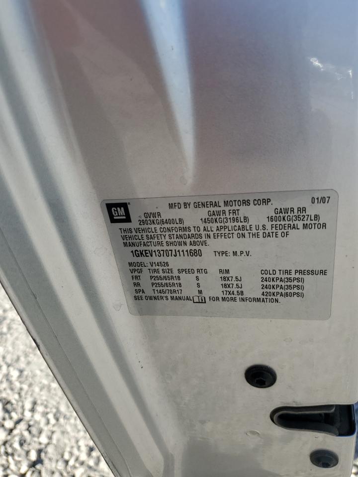 2007 GMC Acadia Sle VIN: 1GKEV13707J111680 Lot: 68741835