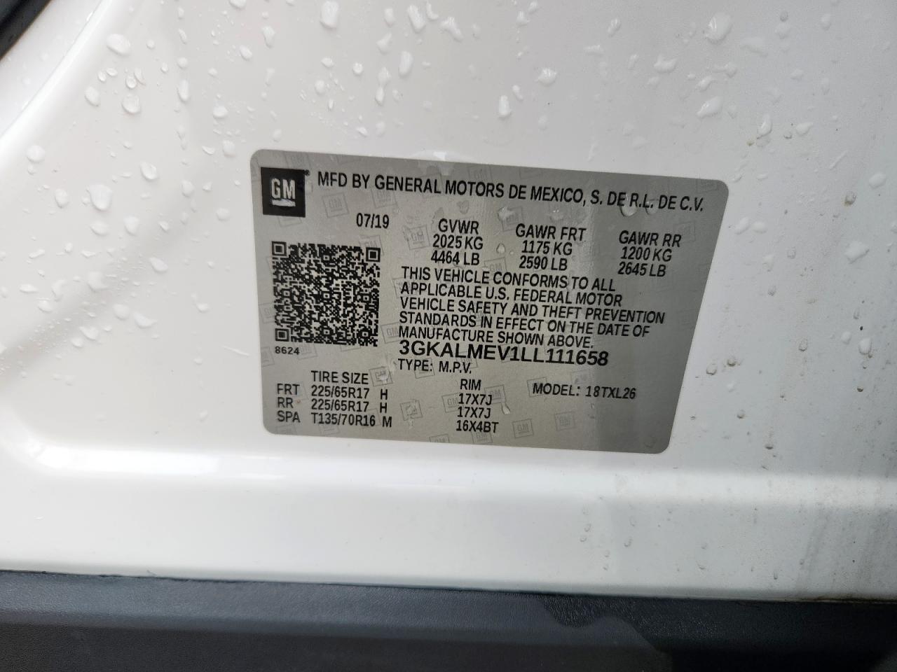 2020 GMC Terrain Sle VIN: 3GKALMEV1LL111658 Lot: 70369025