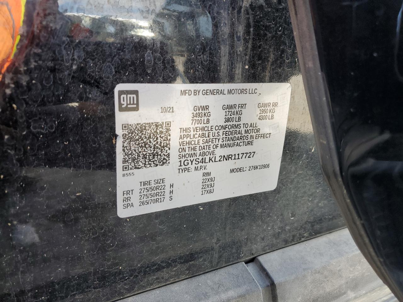 2022 Cadillac Escalade Esv Premium Luxury VIN: 1GYS4LKL2NR117727 Lot: 70356165