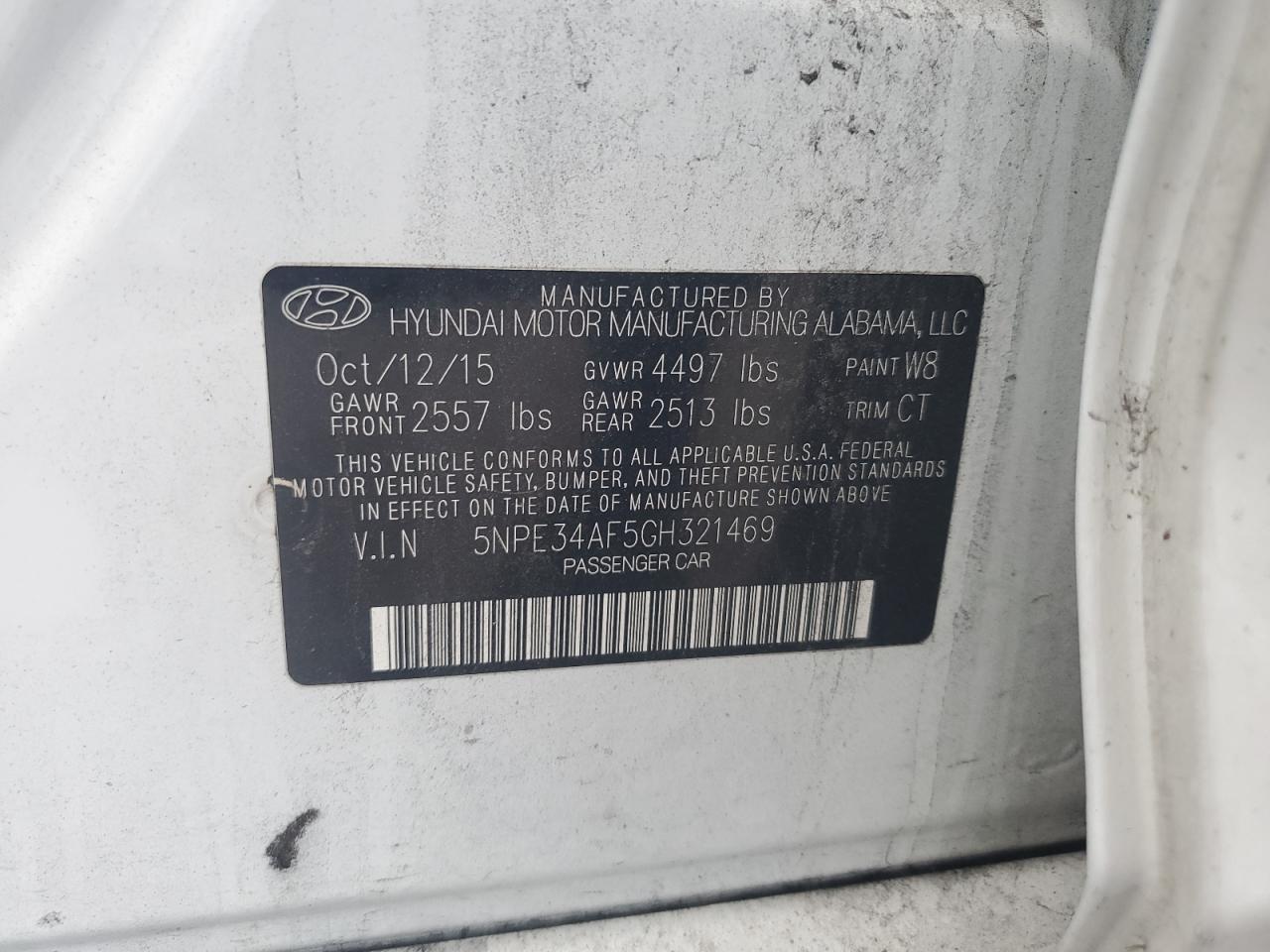 2016 Hyundai Sonata Sport VIN: 5NPE34AF5GH321469 Lot: 68595265